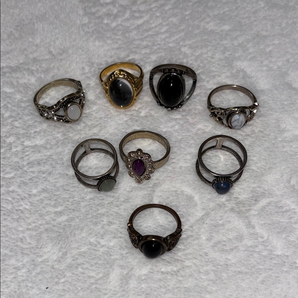 Elegant Multi-Stone Ring Set